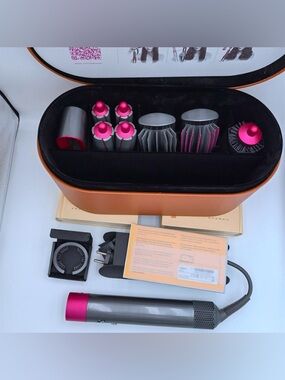 Dyson Airwrap Complete Multi Styler Nickel/Fuchsia w/ Attachments Case